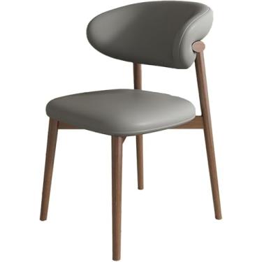 Imagem de Cadeira De Jantar De Couro Pu à Prova D'água Com Pernas De Madeira, Cadeira De Lounge Sem Braços Estilo De Meados Do Século Para Cozinha, Restaurante, Sala De Estar, Uso No Quarto, G, One Size