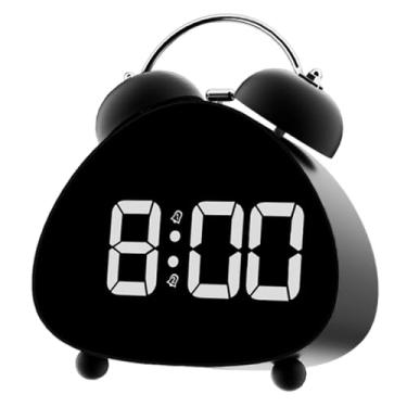 Imagem de IEUDNS Despertador eletrônico LED com sino duplo, relógio de mesa com sino alto para sala de estar interna, Preto