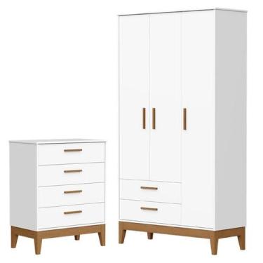 Imagem de Guarda Roupa Infantil Flip 3 Portas com Cômoda Gaveteiro Infantil Flip