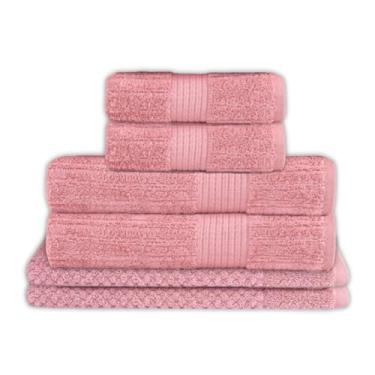 Imagem de Buddemeyer, Jogo Toalha de Banho Buddemeyer 6 Peças Luxo Fio Penteado Premium Alta Absorção Cor:Rosa Escuro 1997