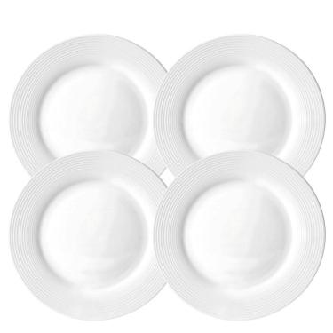 Imagem de Jogo De Pratos Fundo Kit 4Pcs 22Cm Branco Porcelana Brizzard
