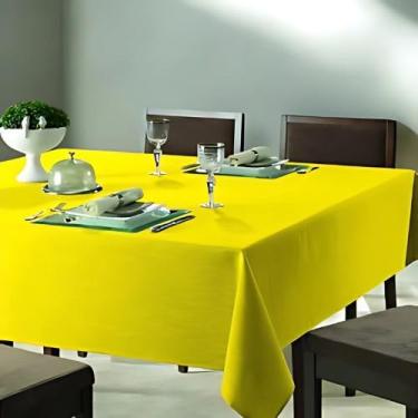 Imagem de Toalha de Mesa Oxford Decorativa Retangular e Redonda 100% Poliéster para Sala de Jantar e Cozinha (Amarela,2,15 x 1,40-6 cadeiras)