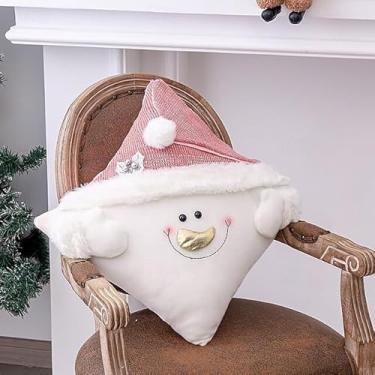 Imagem de Fronhas criativas de Natal com estampas fofas, adequadas para sofás, camas, festas familiares e como acessórios decorativos (estilo de homem de neve, sem enchimento de travesseiro)