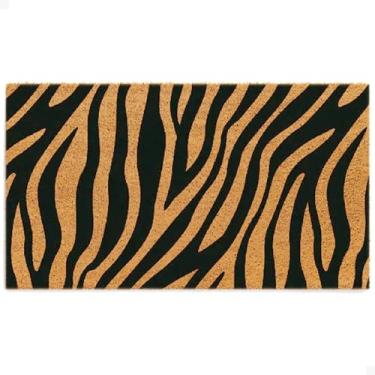 Imagem de THEODORE MAGNUS Capacho de fibra de coco natural com suporte antiderrapante - 43 x 76 - externo/interno - tapete de porta de gato - passo de safári - COIR-1730-15-185