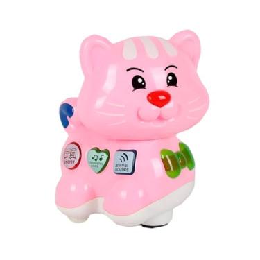 Imagem de Bichinho Musical Interativo Infantil, Gatinho Rosa em Plástico com Luzes, Sons e Histórias, Brinquedo Educativo para Crianças de 3 a 36 Meses