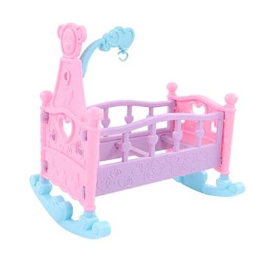 Imagem de Hztyyier Berço de bebê para Casa de Bonecas Linda Cama de Balanço Com Colcha de Travesseiro para Decoração de Casa de Boneca, Colecionadores de de Ideais, Aparência Simulada, Conveniente para As