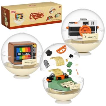 Imagem de JAKI Retro Classic Series Building Blocks Set with Dust Cover, Include Retro Camera, Typewriter, Television,Collectible Vintage Display Model Home Decor,Creative Gift Toys for Adults Boys Girls 8+