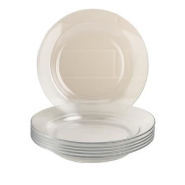 Imagem de Prato Fundo, Prato de Sopa, Prato de Jantar de CerâMica Jogo de Prato Fundo Vidro Transparente Kit 6 Unidades(4 Pratos)