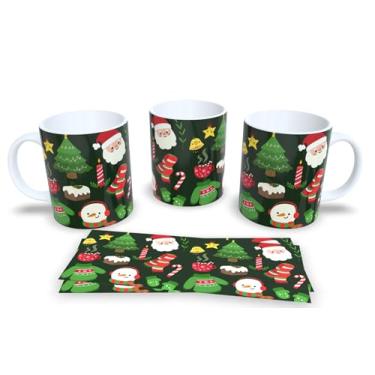 Imagem de Caneca de Cerâmica Natalina, Branca, 325ml, Design Papai Noel na Chaminé, Decoração de Inverno com Flocos de Neve (18)