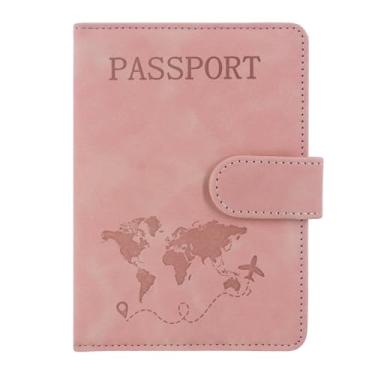 Imagem de ACdream Combo porta-cartão de passaporte e vacina, capa com compartimento para cartão de vacinação CDC, protetor organizador de documentos de viagem de couro, com bloqueio RFID, para mulheres e homens