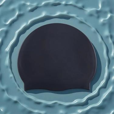 Imagem de Touca de natação ajustada de alta elasticidade: reduz o arrasto para natação mais rápida, essencial para treinamento profissional e natação casual (preto)