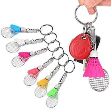 Imagem de RiToEasysports 6 Pçs Simulação Esportes Chaveiro Mini Badminton Chaveiro Durável Saco Portátil Pingente para Jogadores e Fãs, Decoração de Plástico de Metal Leve