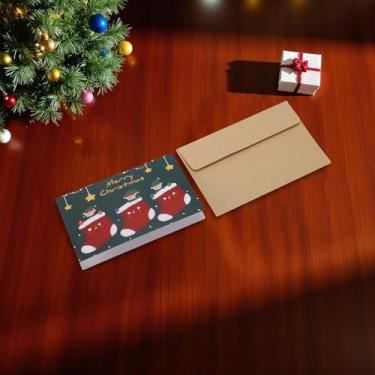 Imagem de 1 conjunto de meias de Natal com papel envelope verde vermelho 12,7 cm x 8,4 cm