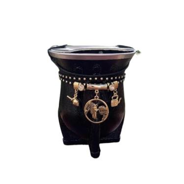 Imagem de Copos de Mate,Cuia Chimarrao，Cuia Termica，Conjunto para Chimarrão: Pulseira Colorida e Copo (Preto fosco + cavalo)