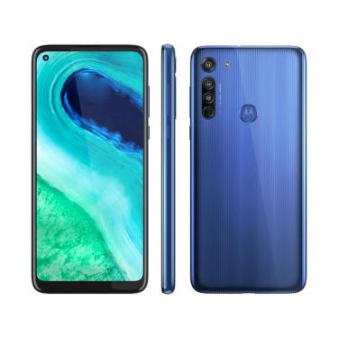 Imagem de Smartphone Motorola Moto G8 64GB Azul Capri 4G 4GB RAM Tela 6,4” Câm. Tripla + Câm. Selfie 8MP