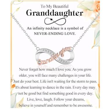 Imagem de Enfeites de meia para meninas e mulheres, To My Mom Daughter Grandma Granddaughter Infinity Necklace Jewelry Christmas Valentines Mothers Day Easter Birthday Graduation Gifts for Girls Teens Women