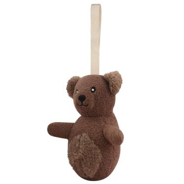 Imagem de Urso de pelúcia para gatos - Brinquedo de gato de poliéster macio para mastigar e brincar, urso de pelúcia fofo com laço para pendurar
