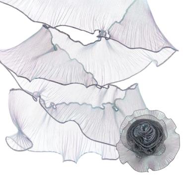 Imagem de letsinstyle Guarnições plissadas de chiffon com babados de 15 metros, fita de tecido de tule de organza vintage, acabamentos iridescentes para decoração de costura de roupas de vestido de casamento