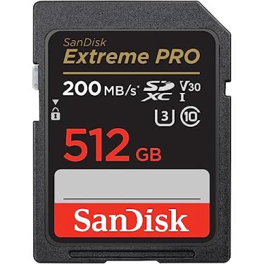 Imagem de SanDisk Cartão de memória 512GB Extreme PRO SDXC UHS-I - C10, U3, V30, 4K UHD, cartão SD - SDSDXXD-512G-GN4IN, cinza escuro/preto