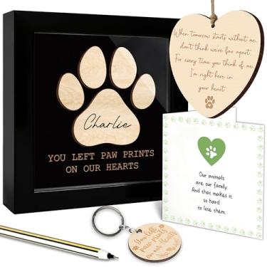 Imagem de Presentes comemorativos para perda de cachorro, moldura com estampa de pata para cães e gatos, enfeite memorial para animais de estimação, chaveiro de simpatia de cães, cartão de simpatia por perda de