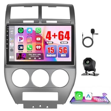 Imagem de [4 + 64 G] Hikity para Jeep Compass Patriot 2007-2010 Android Car Stereo, rádio com tela sensível ao toque de 10,1 polegadas com Carplay/Android Navegação GPS automática/WiFi/Bluetooth/FM RDS + câmera