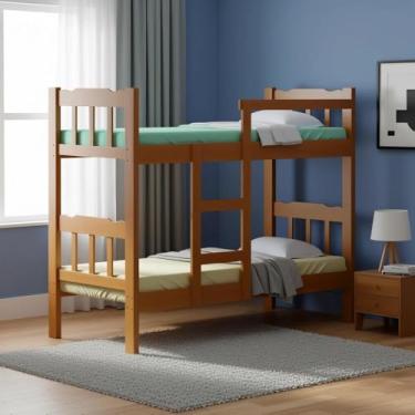 Imagem de Beliche 2 em 1 com 2 Colchões em Madeira Maciça Reforçada