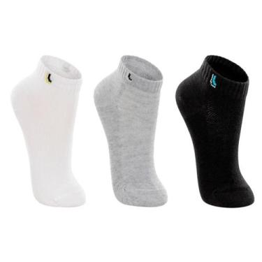 Imagem de Meia Lupo Cano Curto Infantil 2725-089 C/3, Branco, Cinza, Preto, 24-2