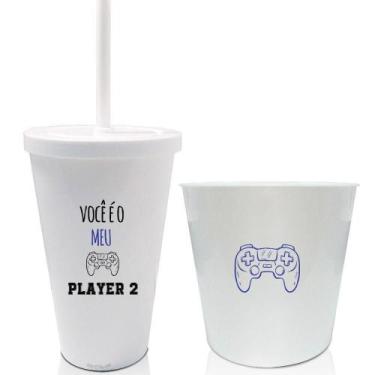 Imagem de Kit Copo Com Tampa E Balde - Player 1 - Dia Dos Namorados - Krystalon