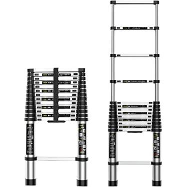 Imagem de OKUOKA Escada telescópica telescópica de segurança EN131 certificada para serviço pesado, multiuso, extralonga reta com bolsa de transporte, escada extensível diária para uso doméstico