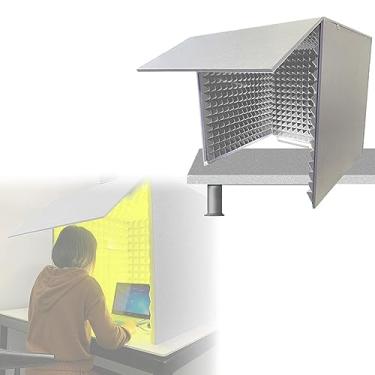 Imagem de JYXYXSCP Estúdio de gravação portátil, cabine de espuma de microfone, gabinete à prova de som de mesa, adequado para estúdio de gravação, transmissão de canto (gris)