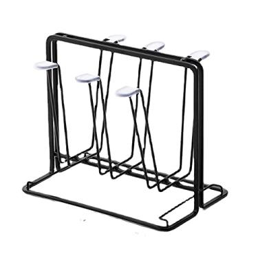 Imagem de Suporte de vidro para canecas, 6 xícaras, prateleira, prateleira, garrafa, escorredor de copos de cabeça para baixo, escorredor de copos de vinho, organizador de copos de café e chá, suporte de