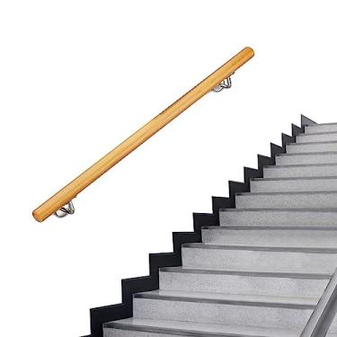 Imagem de Corrimãos de escada antiderrapantes de madeira maciça de madeira natural, uso doméstico contra a parede, grades internas do sótão para idosos, hastes de suporte de corredor (tamanho: 3 m)