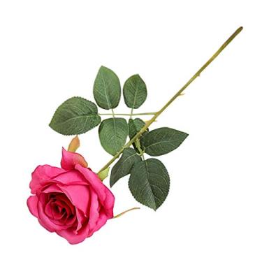 Imagem de Yalych Plantas artificiais falsas de plástico verde flores artificiais ao ar livre flores artificiais flores artificiais flores artificiais (cor: rosa choque, tamanho: tamanho único)