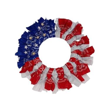 Imagem de Guirlanda de porta de 4 de julho | Guirlanda de flores de primavera vermelha, e azul do da Independência | Guirlanda de 4 de julho para decoração de parede para varanda ao ar livre para uso