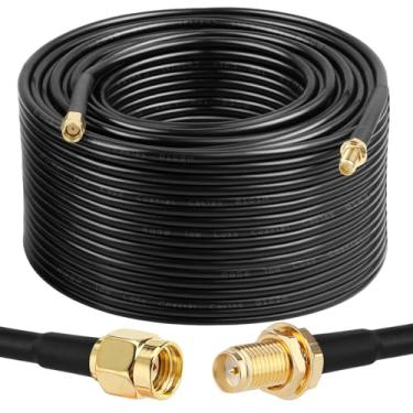 Imagem de XRDS - Cabo coaxial RF RP-SMA macho para RP-SMA fêmea 200 pés, cabo coaxial de extensão de antena WiFi RG58 para roteador LAN WiFi adaptador de placa de rede sem fio