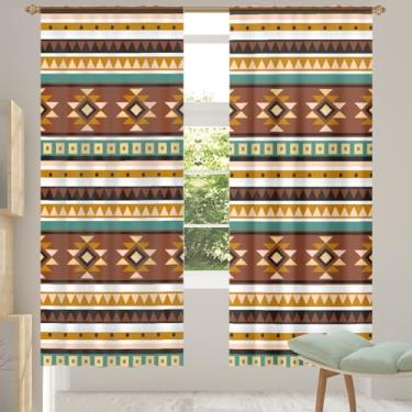 Imagem de 2 conjuntos de painéis arte boêmia asteca cortinas transparentes arejadas com filtro leve painéis de cortina leve cortina de porta janela para sala de estar, quarto, jantar, 84 polegadas de