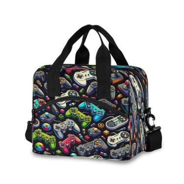 Imagem de ATTX Lancheira isolada para piquenique de praia e trabalho, bolsa térmica portátil com alça removível - à prova de vazamento com vários gamepads design lancheira para homens e mulheres #78