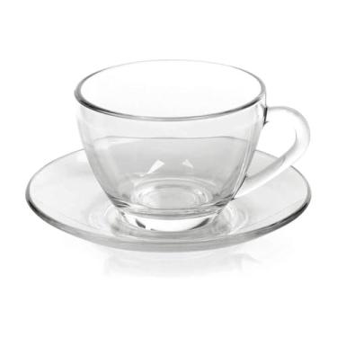 Imagem de Jogo Xícaras Café Com Pires Chá 12 Peças Vidro Incolor 230ml