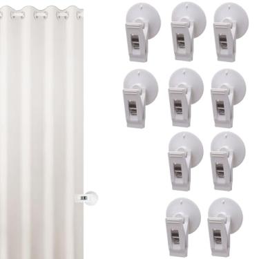 Imagem de 10 peças de clipes de ventosa, cortina de chuveiro com ventosas, clipes de cortina de chuveiro, ventosas para chuveiro, ventosa de chuveiro para janela, vidro, geladeira, acampamento, carro, cozinha