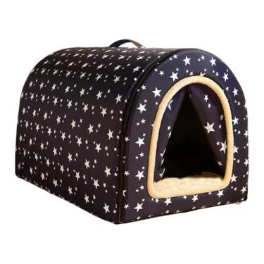 Imagem de Ioensy Cama-caverna para gatos, 2 maneiras de usar, abrigo portátil, tenda destacável e reutilizável para animais de estimação, casinha para cães, ideal para, Estrela