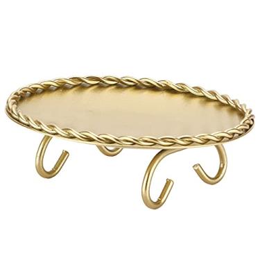 Imagem de Castiçal de castiçal em ferro forjado, castiçais de mesa elegantes, forma redonda, renda de cânhamo, decorações de mesa, presentes para casamento, Natal, decoração de casa,