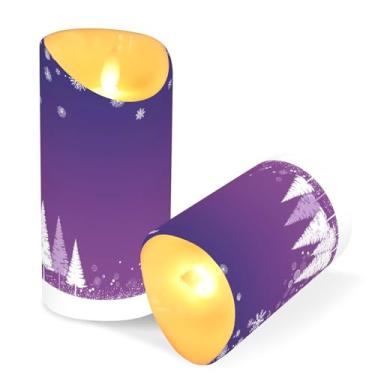 Imagem de Blueangle Pacote com 2 velas brancas para árvores de Natal sem chama com controle remoto e temporizador, velas LED cintilantes (7,6 cm x 9,9 cm) para decoração de casa, casamento, acampamento (122)