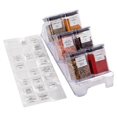 Imagem de 6 Porta Condimentos Temperos Herméticos Vermelho Preto Plasútil Oregan
