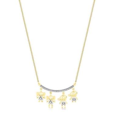 Imagem de Colar Quatro Filhos Pingente Personalizado Banhado Ouro 18k - Radhau J