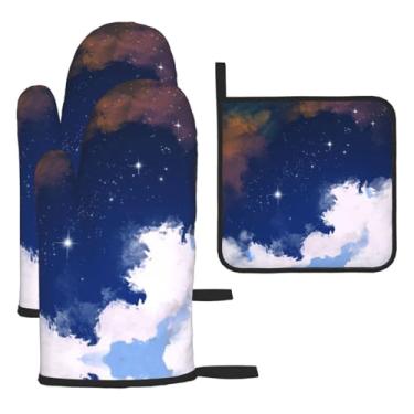 Imagem de Sky – Conjunto de cozinha essencial com 3 peças, luvas seguras para calor e aderência de tampa, proteção para churrasco no forno, design de armazenamento suspenso.