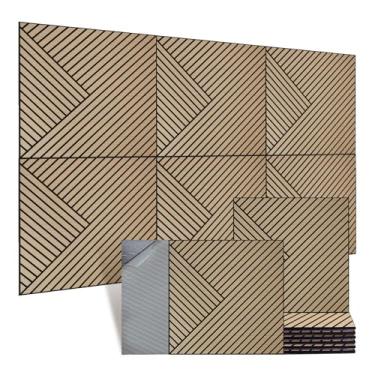 Imagem de Foritrue Painéis acústicos, pacote com 6 painéis de parede à prova de som de 59,9 cm x 59,9 cm x 1 cm, painéis de parede acústicos decorativos, painéis de absorção de som autoadesivos para casa