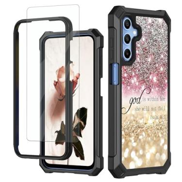 Imagem de RAUEDWDJS Capa para Samsung Galaxy A15 5G com protetor de tela temperada, PC rígido resistente e TPU macio à prova de choque, capa protetora para celular para Samsung Galaxy A15 5G 6,5 polegadas