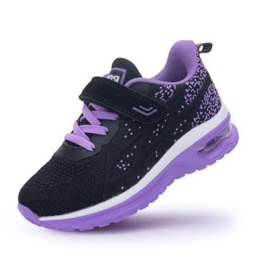 Imagem de AiEles Tênis infantil para meninos e meninas, tênis, corrida, atlético, respirável, esportivo, academia, caminhada, Preto, roxo, 10.5 Little Kid