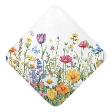 Imagem de STAYTOP Toalhas de bebê primavera lindas flores de musselina com capuz, toalha de banho super macia, toalhas de banho absorventes para banho recém-nascido unissex 76 x 76 cm