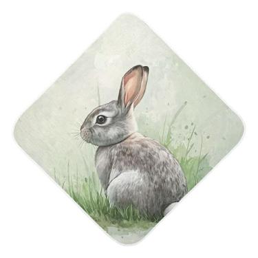 Imagem de Burbuja Cute Rabbit in The Grass Toalha de banho para bebê - Toalha com capuz de musselina macia e absorvente para recém-nascidos, 89 x 89 cm